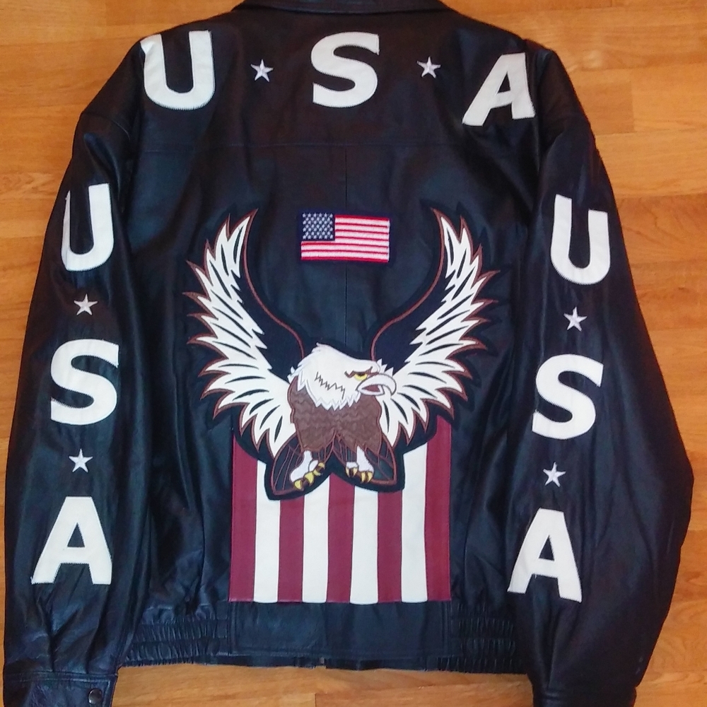 Michael Michelle USA Eagle Black Leather Jacket